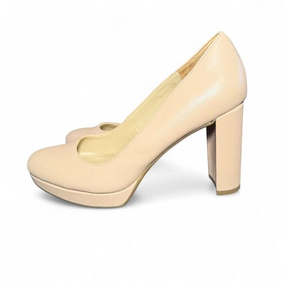 Naturalizer Women’s Size 9 Nude Platform Pumps Vegan Leather Block Heel Dress - Picture 3 of 7